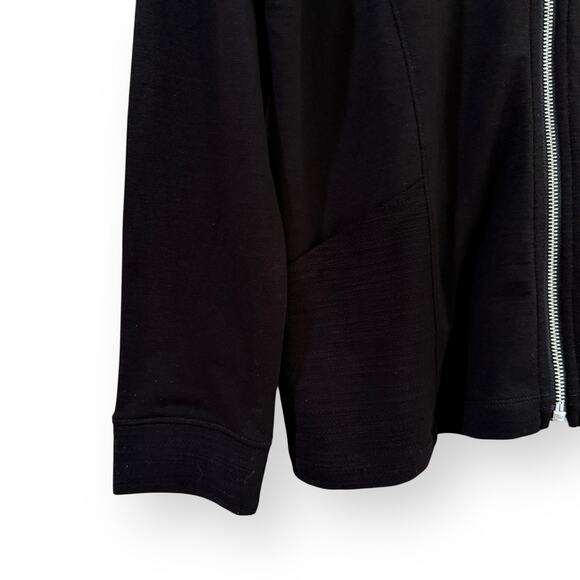 Weekends By Chico's French Terry Mock Neck Jacket Black Lightweight Size 1 M-8 - Picture 3 of 7